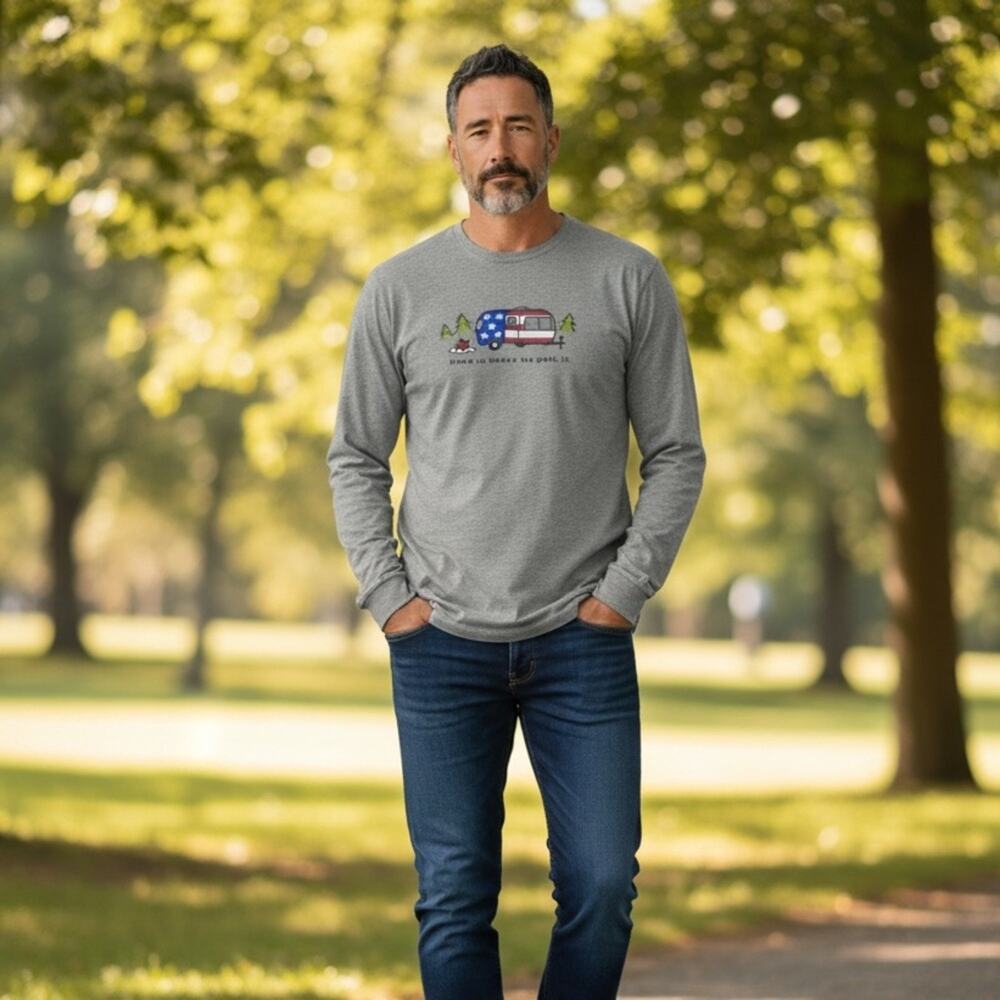 LIFE IS GOOD Men’s XL Gray Long Sleeve Camping T-shirt
